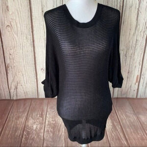 Express Sweater Womens Small Black Open Knit Breathable Stretch Oversized